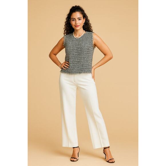 Ann Taylor Tweed Sleeveless Fringe Hem Top Chic Preppy Career Blouse Sz: 6p - Picture 7 of 7